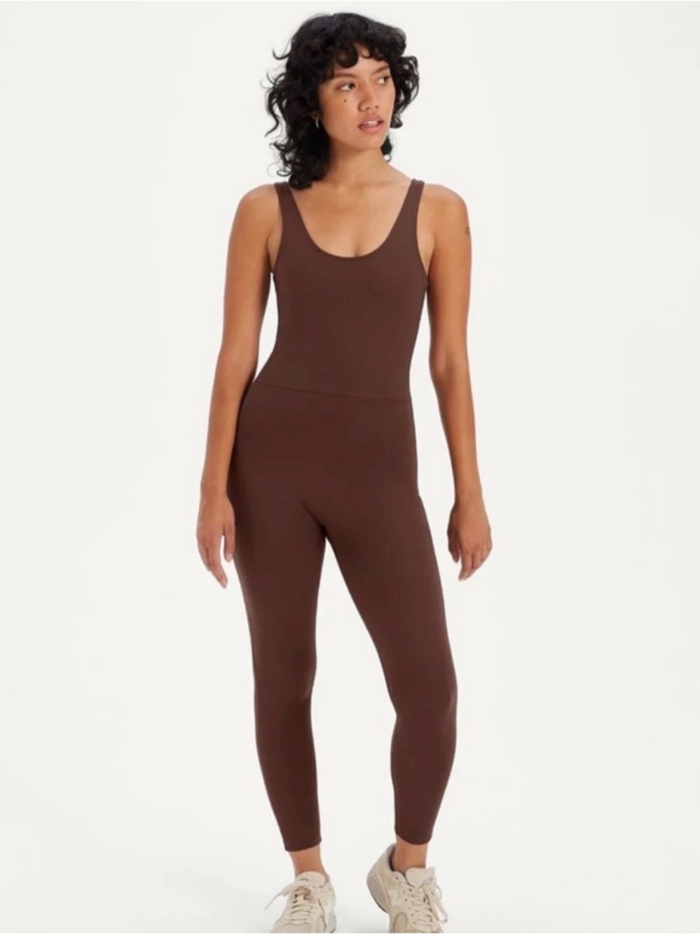 Girlfriend collective Sleek Brown Scoop-Neck Jumpsuit